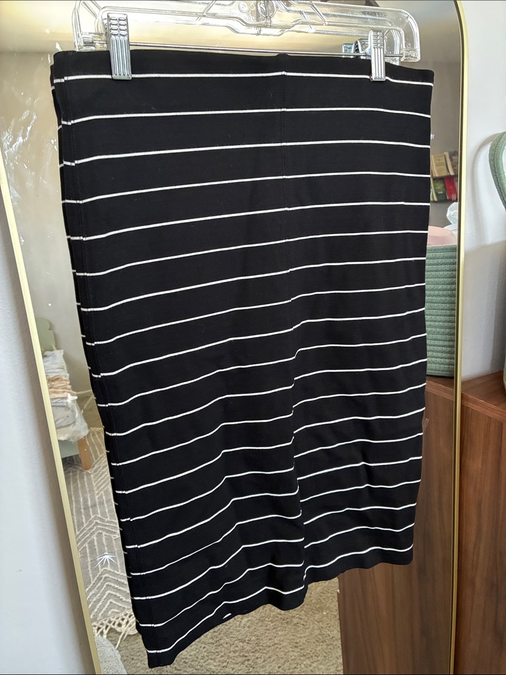 Catherines Black Pencil Skirt with White Stripes